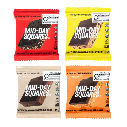 Front of Mid-Day Squares Functional Chocolate Variety Pack 4 Pack - Functional Chocolate - Healthy Chocolate Variety - Protein Chocolate Variety Pack