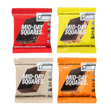 Front of Mid-Day Squares Functional Chocolate Variety Pack 4 Pack - Functional Chocolate - Healthy Chocolate Variety - Protein Chocolate Variety Pack