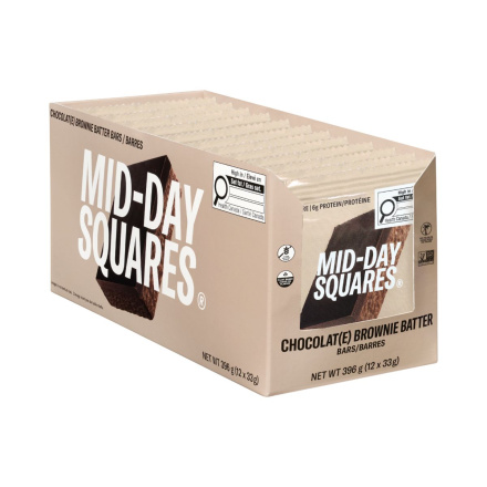 Front of Mid-Day Squares Plant-Based Chocolate Bar Brownie Batter - High Protein Snack - Gluten Free Chocolate Bar