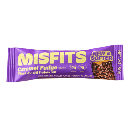 Misfits Vegan Protein Bar Caramel Fudge, 50g