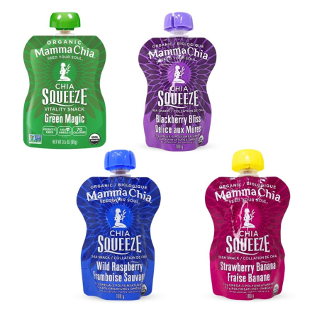Mamma Chia Organic Chia Squeeze Pouches Chia Seed Beverages