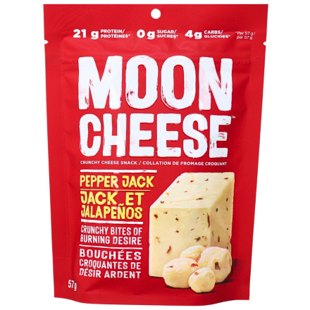 Front of Moon Cheese Crunchy Cheese Snack Pepper Jack - High Protein Snack - Keto Friendly Snack - Real Cheese Snack