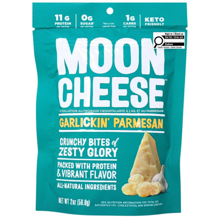 Front of Moon Cheese Garlic Parmesan - Cheese Snack - Keto Snack - High Protein Snack