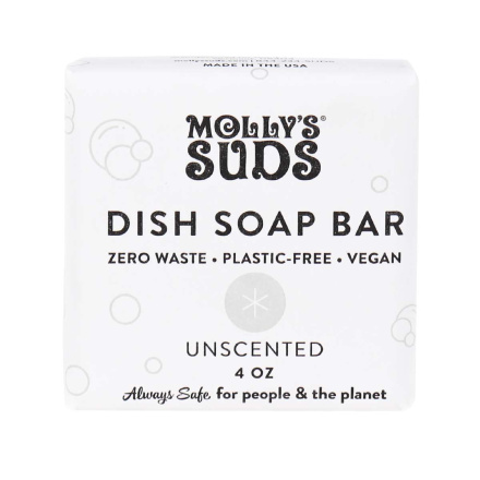 Front of Molly’s Suds Unscented Dish Soap Bar, 4 oz