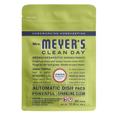 Front of Mrs. Meyer's Dishwasher Tabs Lemon Verbena, 20 Count