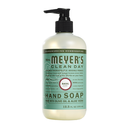 Front of Mrs. Meyer's Hand Soap Basil, 370 mL