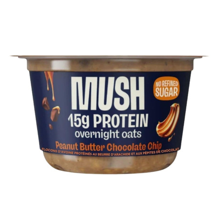 Front of MUSH Protein Overnight Oats Peanut Butter Chocolate Chips - MUSH Oats - Protein Overnight Oats - Peanut Butter Chocolate Overnight Oats
