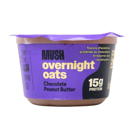 Front of MUSH Overnight Oats - MUSH Oats - Protein Overnight Oats - Chocolate Peanut Butter Overnight Oats