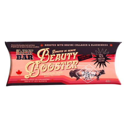 Front of The Meat Bar Beauty Booster Protein Bar - Beef Stick Nutrition - Beef Bar Snacks - High Protein Snack Foods