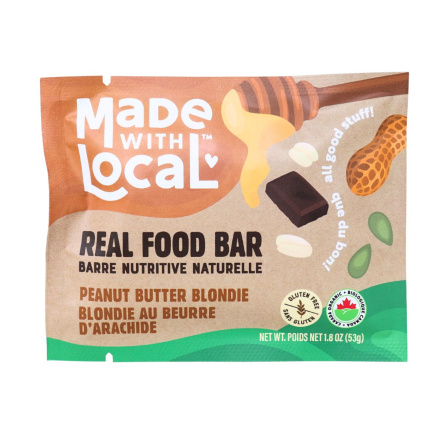 Front of Made With Local Real Food Bars Peanut Butter Blondie