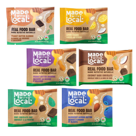 Front of Made With Local Real Food Bar Variety Pack - Real Food Bar - Made With Local Real Food Bar - Real Food Bar Canada