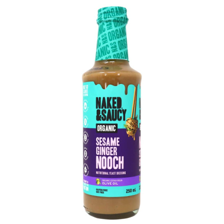Front of Naked & Saucy Organic Vegan Nutritional Yeast Dressing Sesame Ginger