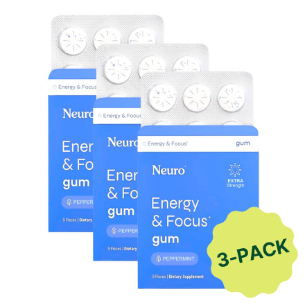 Neuro Energy & Focus Caffeinated Gum Extra Strength Peppermint Pack