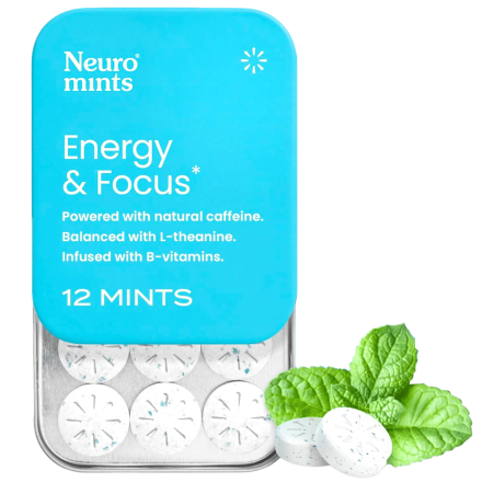Neuro Energy & Focus Caffeinated Mints Peppermint 4-Pack, 12 Mints each