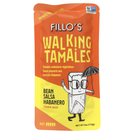 Front of Fillo's Vegan Walking Tamales Hot Bean Salsa Habanero