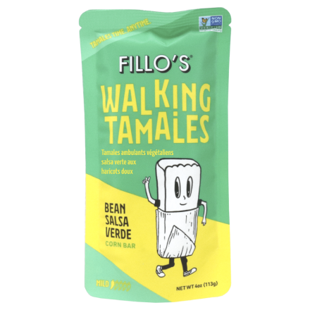 Front of Fillo's Vegan Walking Tamales Mild Bean Salsa Verde