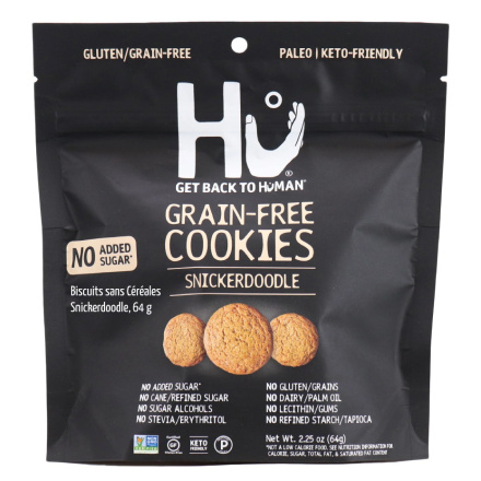 Front of Hu Kitchen Grain-Free Cookies Snickerdoodle, 64g