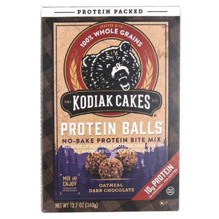 Front of Kodiak Cakes No Bake Oatmeal Dark Chocolate Protein Ball Mix, 360g