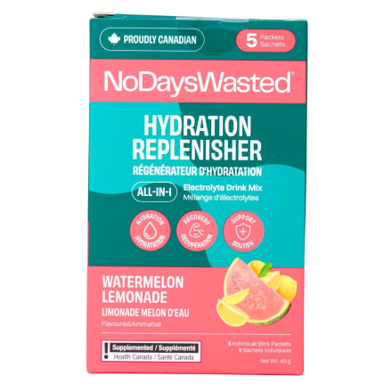 No Days Wasted Hydration Replenisher Electrolyte Drink Mix Watermelon Lemonade Canada Front