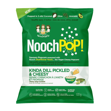 NoochPOP Vegan Nutritional Yeast Popcorn Kinda Dill Pickled & Cheesy, 120g
