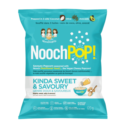 NoochPOP Vegan Nutritional Yeast Popcorn Kinda Sweet & Savoury, 120g