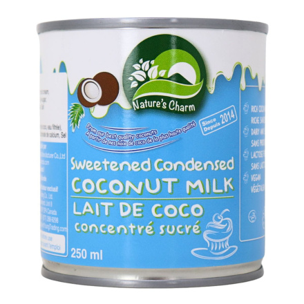 Front of Nature’s Charm Sweetened Condensed Coconut Milk -  Condensed Coconut Milk - Vegan Condensed Milk - Vegan Sweetened Condensed Milk