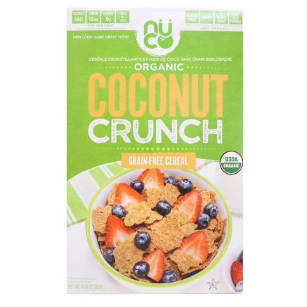Front of Nuco Organic Grain-Free Coconut Crunch Cereal - Paleo Cereal - Gluten Free Cereal - High Fiber Cereal