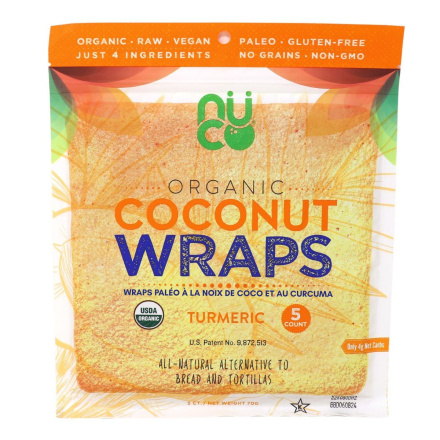 Front of Nuco 7.5" Turmeric Coconut Paleo Wraps - Paleo Tortillas - Grain-Free Tortillas - Gluten Free Tortillas