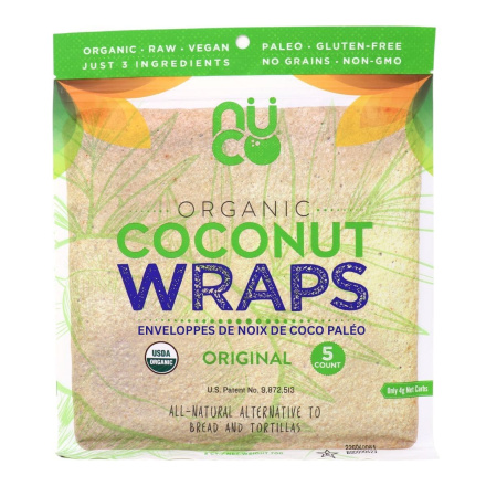 Front of Nuco 7.5" Coconut Paleo Wraps - Gluten Free Wrap - Vegan Wrap - Grain Free Wrap