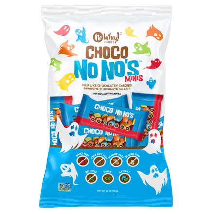 Front of No Whey Foods Allergen-Free Choco No No’s “Milk” Chocolatey Candies - Dairy Free Chocolate - Nut Free Chocolate - Peanut Free Chocolate