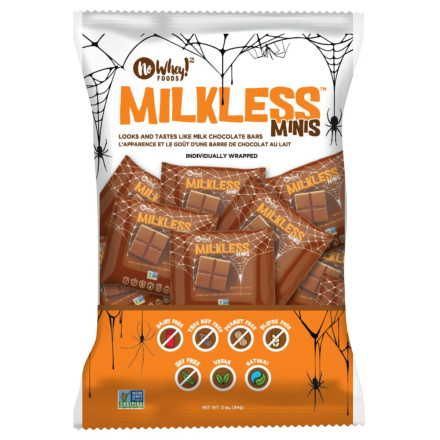 Front of No Whey Chocolates Milkless Minis Dairy-Free Vegan Milk Chocolate - Dairy Free Chocolate - Nut Free Chocolate - Peanut Free Chocolate