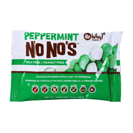 Front of No Whey Foods Allergen-Free No No’s Peppermint - Vegan Chocolate - Gluten Free Chocolate - Nut Free Chocolate