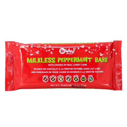 Front of No Whey Foods Allergen-Free Milkless Bark Peppermint - Dairy Free Chocolate - Peppermint Chocolate - No Milk Chocolate