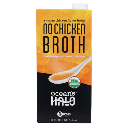 Front of Ocean’s Halo Vegan No Chicken Broth, 946mL