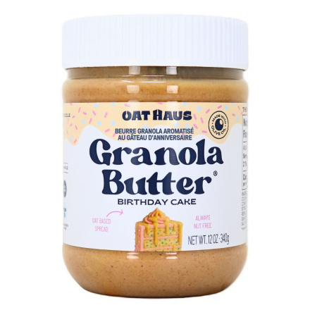Front of Oat Haus Granola Butter Birthday Cake - Nut Free Spread - Gluten Free Oat Butter - Granola Butter
