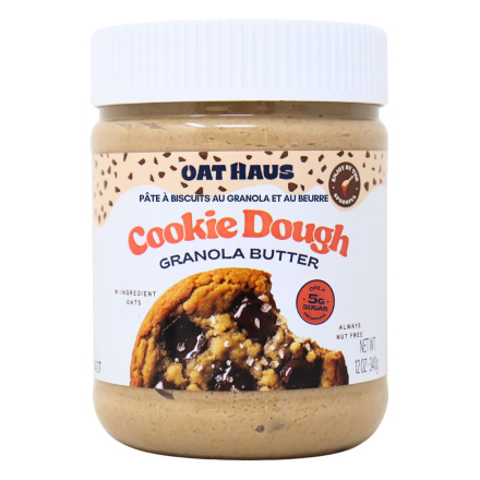 Front of Oat Haus Cookie Dough Granola Butter - School Safe Spread - Gluten Free Edible Cookie Dough - Allergen Free Cookie - Cookie Butter Vegan