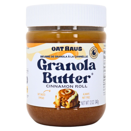 Front of Oat Haus Granola Butter Cinnamon Roll - Oat Butter - Nut Free Spread -  School Safe Spread