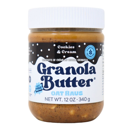 Front of Oat Haus Granola Butter Cookies & Cream - Gluten Free Spreads - Nut Free Spread - Nut Free Chocolate Spread