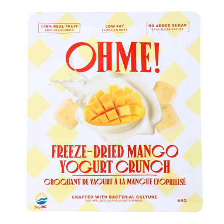 Front of OHME! Freeze Dried Mangoes - Dried Mangoes - Mango Yogurt - Yogurt Bites