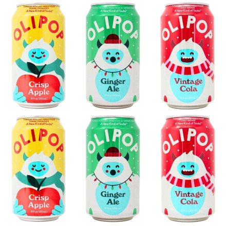OLIPOP Low Sugar Prebiotic Sparkling Tonic Holiday Variety 6-Pack Canada Front