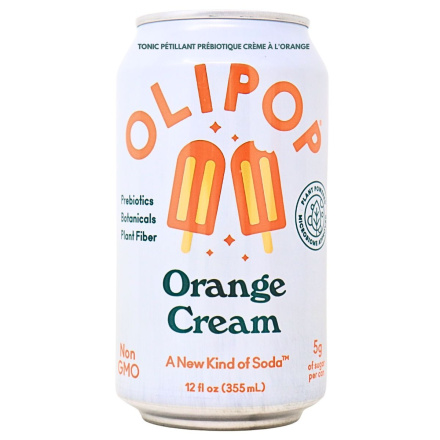 OLIPOP Low Sugar Prebiotic Sparkling Tonic Orange Cream Front