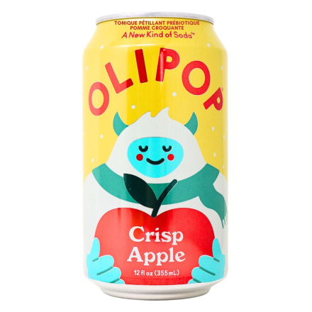 Front of OLIPOP Prebiotic Soda Sparkling Tonic Crisp Apple - Prebiotic Soda -Healthy Soda Alternatives - Healthy Soft Drinks