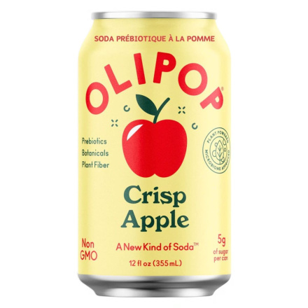 Front of OLIPOP Prebiotic Soda Sparkling Tonic Crisp Apple - Prebiotic Soda -Healthy Soda Alternatives - Healthy Soft Drinks