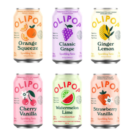 OLIPOP Low Sugar Prebiotic Sparkling Tonic Let's Get Fizz-ical Variety Pack