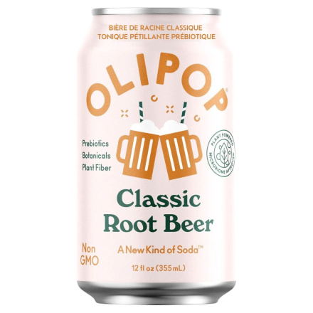 Front of OLIPOP Low Sugar Sparkling Prebiotic Tonic Classic Root Beer - Healthy Alternative To Soft Drinks - Prebiotic Soda Canada - Healthy Root Beer