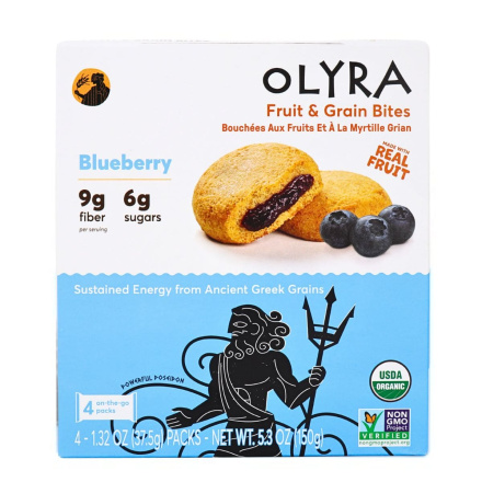 Front of Olyra Organic Ancient Grains Breakfast Biscuit Filled Blueberry - Ancient Grain Bites - Fruit & Grain Bites- Blueberry Filled Cookies - Blueberry Cookies