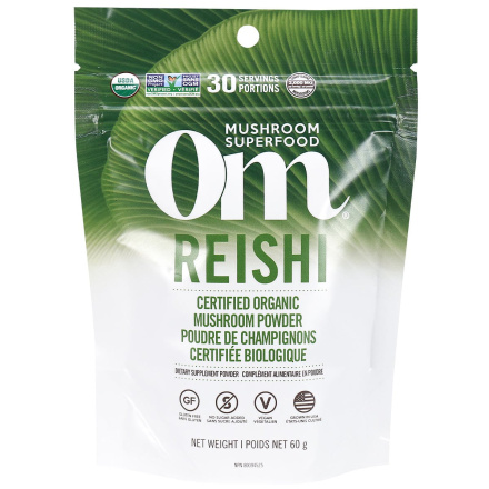 Front of Om Mushroom Superfood Reishi Certified Organic Mushroom Powder, 60g
