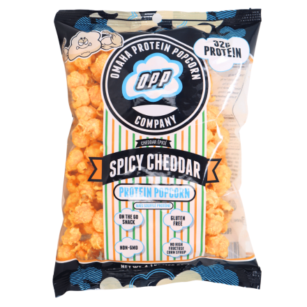 Omaha Protein Popcorn Spicy Cheddar Front