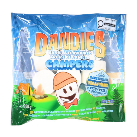 Front of Dandies Marshmallows Vegan Jumbo Marshmallows - Vegan Marshmallows Canada - Smores Marshmallows - Vanilla Marshmallow