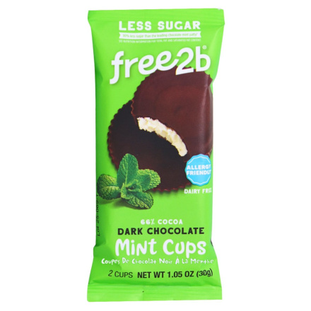 Front of Free2b Dark Chocolate Mint Cups Sun Cups - Dairy Free Chocolate - Nut Free Chocolate - Peanut Free Chocolate